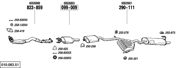 Схема выпускной системы автомобиля ALFA ROMEO
