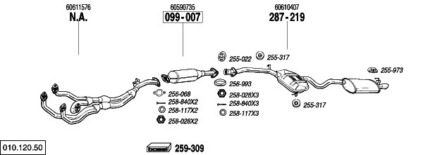 Схема выпускной системы автомобиля ALFA ROMEO