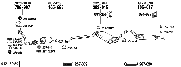Схема выпускной системы автомобиля AUDI
