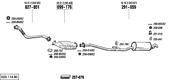 Схема выпускной системы автомобиля BMW