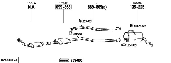 Схема выпускной системы автомобиля CITROEN