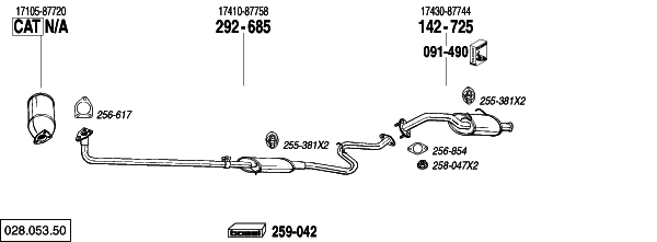 Схема выпускной системы автомобиля DAIHATSU