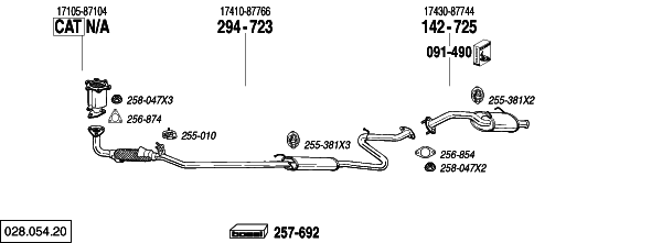 Схема выпускной системы автомобиля DAIHATSU
