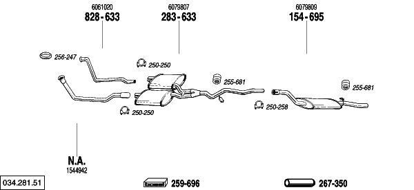 Схема выпускной системы автомобиля FORD