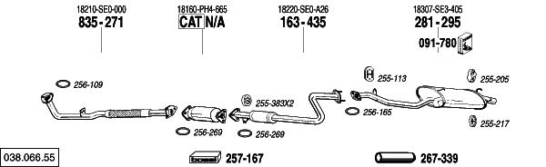 Схема выпускной системы автомобиля HONDA