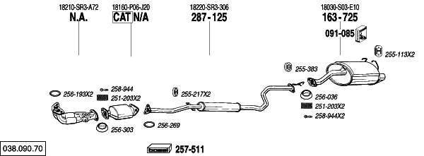 Схема выпускной системы автомобиля HONDA