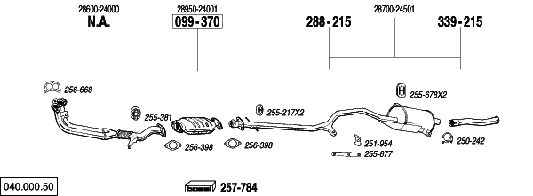 Схема выпускной системы автомобиля HYUNDAI