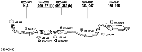 Схема выпускной системы автомобиля HYUNDAI