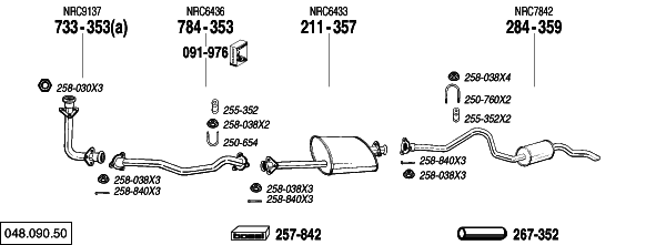 Схема выпускной системы автомобиля LAND ROVER