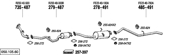 Схема выпускной системы автомобиля MAZDA