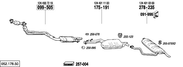 Схема выпускной системы автомобиля MERCEDES