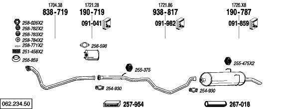 Схема выпускной системы автомобиля PEUGEOT