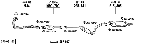 Схема выпускной системы автомобиля SAAB