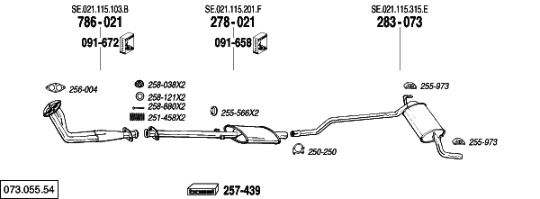 Схема выпускной системы автомобиля SEAT