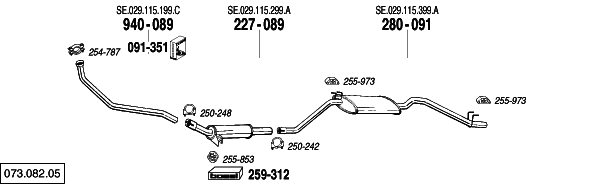 Схема выпускной системы автомобиля SEAT