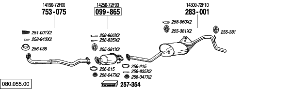Схема выпускной системы автомобиля SUZUKI
