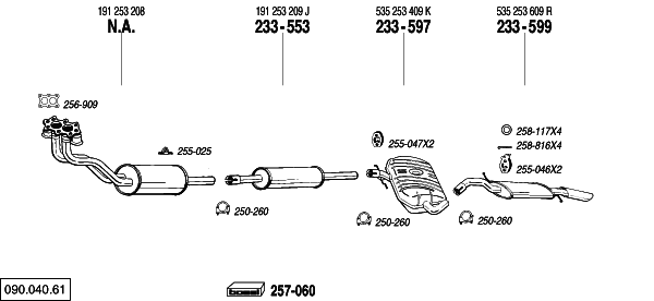 Схема выпускной системы автомобиля VOLKSWAGEN