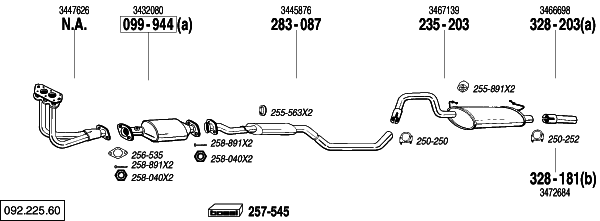 Схема выпускной системы автомобиля VOLVO